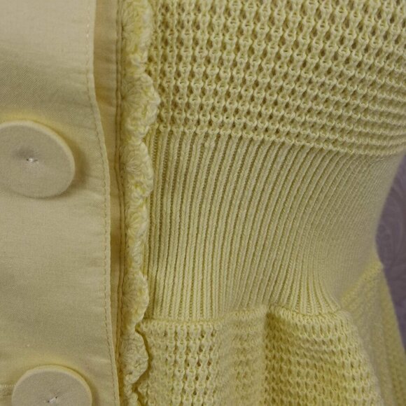 Anthropologie Knitted & Knotted Size Small Yellow Button Front Peplum Top NWOT - Picture 6 of 16